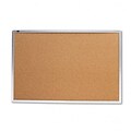 Cork Bulletin Board, Natural Cork/Fiberboard, 36 x 24, Aluminum Frame