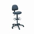Precision Extended Height Swivel Stool w/Adjustable Footring, Black Fabric