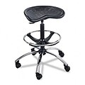 Sit-Star Stool with Footring & Caster, 27”-36h Seat, Black/Chrome