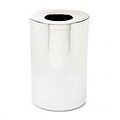 Reflections Waste Receptacle, Round, Steel, 35gal, Chrome/Black