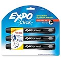 Expo® Click™ Retractable Dry-Erase Markers; Chisel Tip, Black, 3/Pack