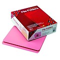 File Folders, Straight Cut, Reinforced Top Tab, 11 Point, Letter, Pink, 100/Box