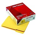 File Folders, 1/3 Cut, Reinforced Top Tab, 11 Point, Letter, Yellow, 100/Box