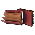 Pressboard End Tab Classification Folders, Letter, 8-Section, Red, 10/Box