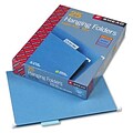 Hanging File Folders, 1/5 Tab, 11 Point Stock, Letter, Blue, 25 per Box