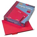 Hanging File Folders, 1/5 Tab, 11 Point Stock, Letter, Red, 25 per Box