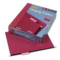 Hanging File Folders, 1/5 Tab, 11 Point Stock, Letter, Maroon, 25 per Box