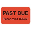 Tabbies® Medical Labels; Past Due Please Remit, Fluorescent Red, 7/8x1-1/2, 250 Labels