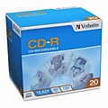 Verbatim® CD-R Discs; 700MB/80min, 52x, w/Slim Jewel Cases, Silver, 20/pack