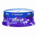 DVD+R Discs, 4.7GB, 16x, Spindle, Silver, 25/pack