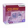 CD-RW Discs, 700MB/80min, 12x, w/Slim Jewel Cases, Silver, 10/pack