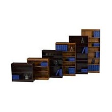 Lorell Veneer Panel Bookcase, Cherry, 3-Shelf, 36H x 36W x 12D