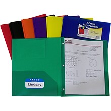 C-Line Two-Pocket Heavyweight 3-Prong Portfolio Folder, Assorted Colors, Pack of 36 (CLI33960)