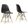 Baxton Studio Azzo Plastic Mid-Century Plastic Modern Shell Chair, Black, 2/Set