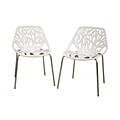 Baxton Studio Birch Sapling Plastic Modern Dining Chair, White, 2/Set