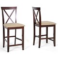 Baxton Studio Natalie Fabric Counter Stool, Brown, 2/Set