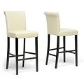 Baxton Studio Bianca Faux Leather Bar Stool, Cream, 2/Set