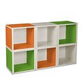 Way Basics zBoard Recycled Paper 6 Modular Cubes Storage Cube, Green/Orange/White, 6/Pack
