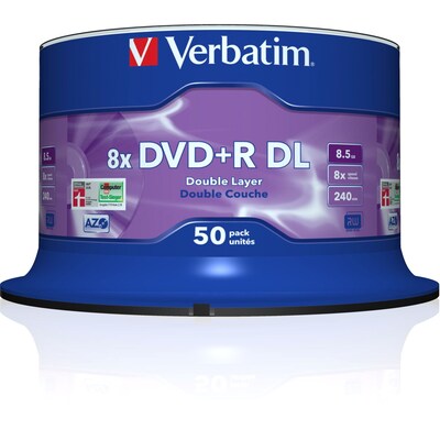 Verbatim® 8.5GB Dual Layer DVD+R; Spindle, 50/Pack