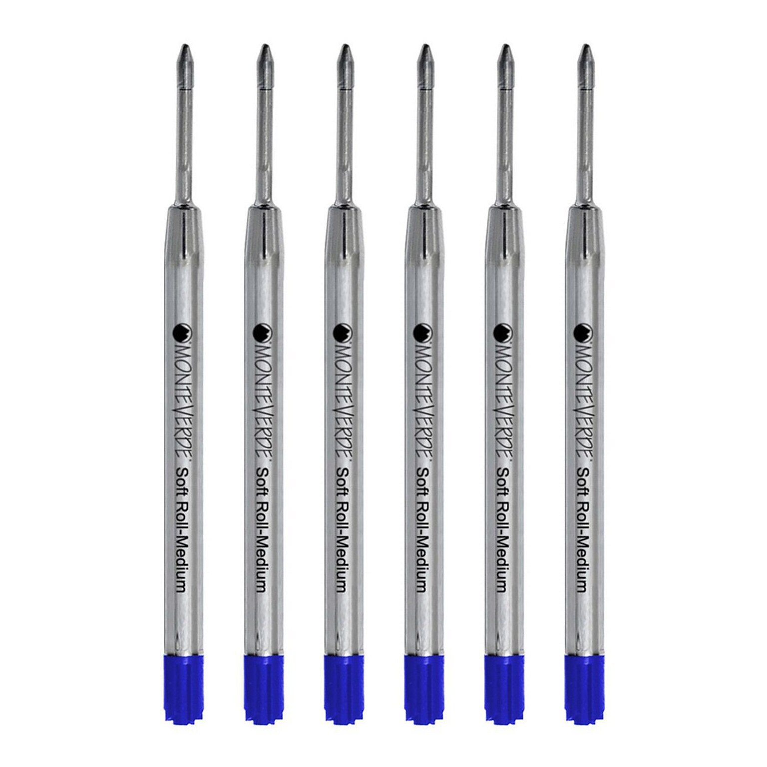 Monteverde Ballpoint Pen Refill, Medium Point, Blue Ink, 6 Pack (P133BU)