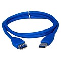 QVS® 3 USB A Male to Female Cable; Blue