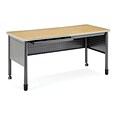 OFM Mesa Series Steel Training Table and Desk with Pencil Drawers, 27.75 x 55.25, Oak, (66140-OAK)