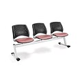 OFM Star Series Fabric 3 Seat Beam Seating, Coral Pink