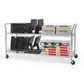 OFM 72 H x 24 W Heavy Duty Wire Shelf Mobile Cart With Industrial Caster, Chrome (SHCART2472)
