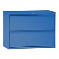Sandusky® 800 Series 28 3/8H x 36W x 19 1/4D Steel Full Pull Lateral File, 2 Drawer, Blue