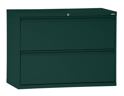 Sandusky® 800 Series 28 3/8H x 42W x 19 1/4D Steel Full Pull Lateral File, 2 Drawer, Forest Green