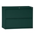Sandusky® 800 Series 28 3/8H x 36W x 19 1/4D Steel Full Pull Lateral File, 2 Drawer, Forest Green