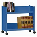 Sandusky® 25H x 29W x 14D Steel Single Sided Sloped Book Truck, 2 Shelf, Blue