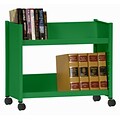 Sandusky® 25H x 29W x 14D Steel Single Sided Sloped Book Truck; 2 Shelf; Primary Green