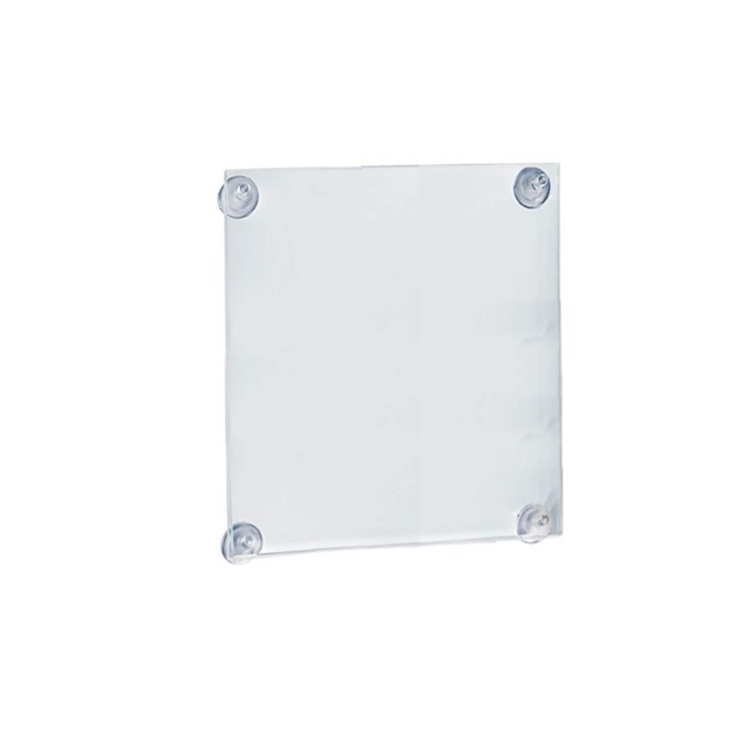 Azar Displays Clear Acrylic Window/Door Sign Holder Frame with Suction Cups 8.5W x 14H, 2-Pack (106606)