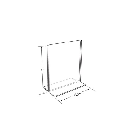 Azar 5 x 3.5 Vertical Double Sided Stand Up Acrylic Sign Holder, Clear, 10/Pack (152731)