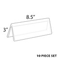 Azar Displays Two Sided Tent Style Clear Acrylic Sign Holder and Nameplate, Size: 8.5 W x 3 H on e