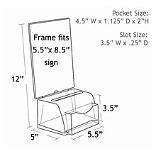 Azar® 12 x 5 1/2 x 5 Small Molded Acrylic Suggestion Box With Pocket, Clear
