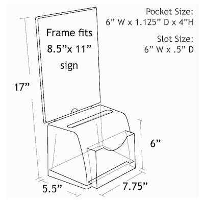 Azar Displays Clear Medium Molded Lottery Box with Pocket (206007)