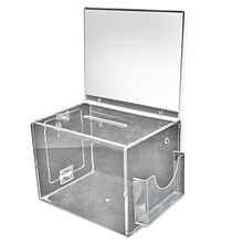 Azar Displays Extra Large Suggestion Box with Lock and Keys on Pedestal. Color: Clear (206300)