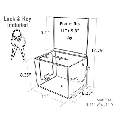 Azar Displays White Extra Large Lottery Box with Pocket, Lock and Keys (206390)