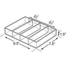 Azar® 4 Compartment Tray For Pegboard/Slatwall, 2/Pk