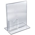 Azar® 11 x 8 1/2 Vertical Double Sided Stand Up Acrylic Sign Holder with Brochure Pocket, Clear, 1