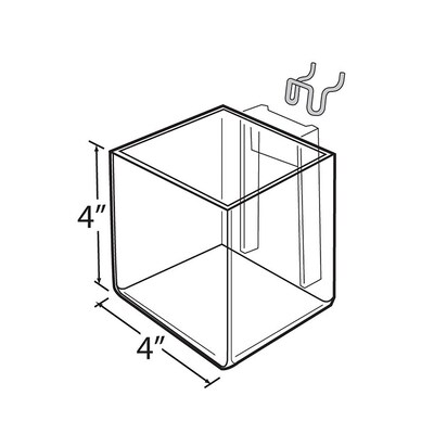 Azar Displays 4 Cube Bin for Pegboard or Slat wall, 4/Pack (256105)