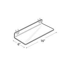 Azar® 16 x 6 Acrylic Shelf For Pegboard/Slatwall, Clear, 4/Pk