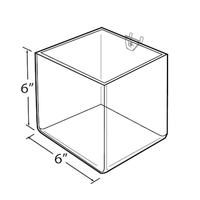 Azar Displays 6" Cube Bin for Pegboard or Slatwall, 4/Pack (556109)