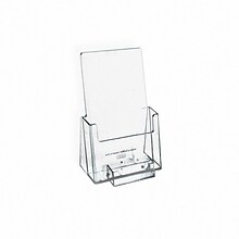 Azar® Counter Trifold Brochure Holder With Business Card Pocket, Clear, 50/Pack