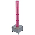Azar® 48(H) x 4(W) x 4(D) 4-Sided Interlocking Pegboard Display Tower With Wheels, Pink