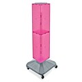 Azar® 40(H) x 8(W) x 8(D) 4-Sided Interlocking Pegboard Display Tower With Square Base, Pink