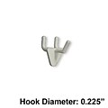 Azar® 1 x 0.225(Dia) Plastic Hooks, White, 25/Pack