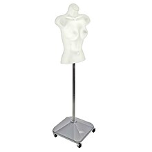 Azar 60 Plastic Female Bust on Wheeled Plastic Base, White (900505-WHT)